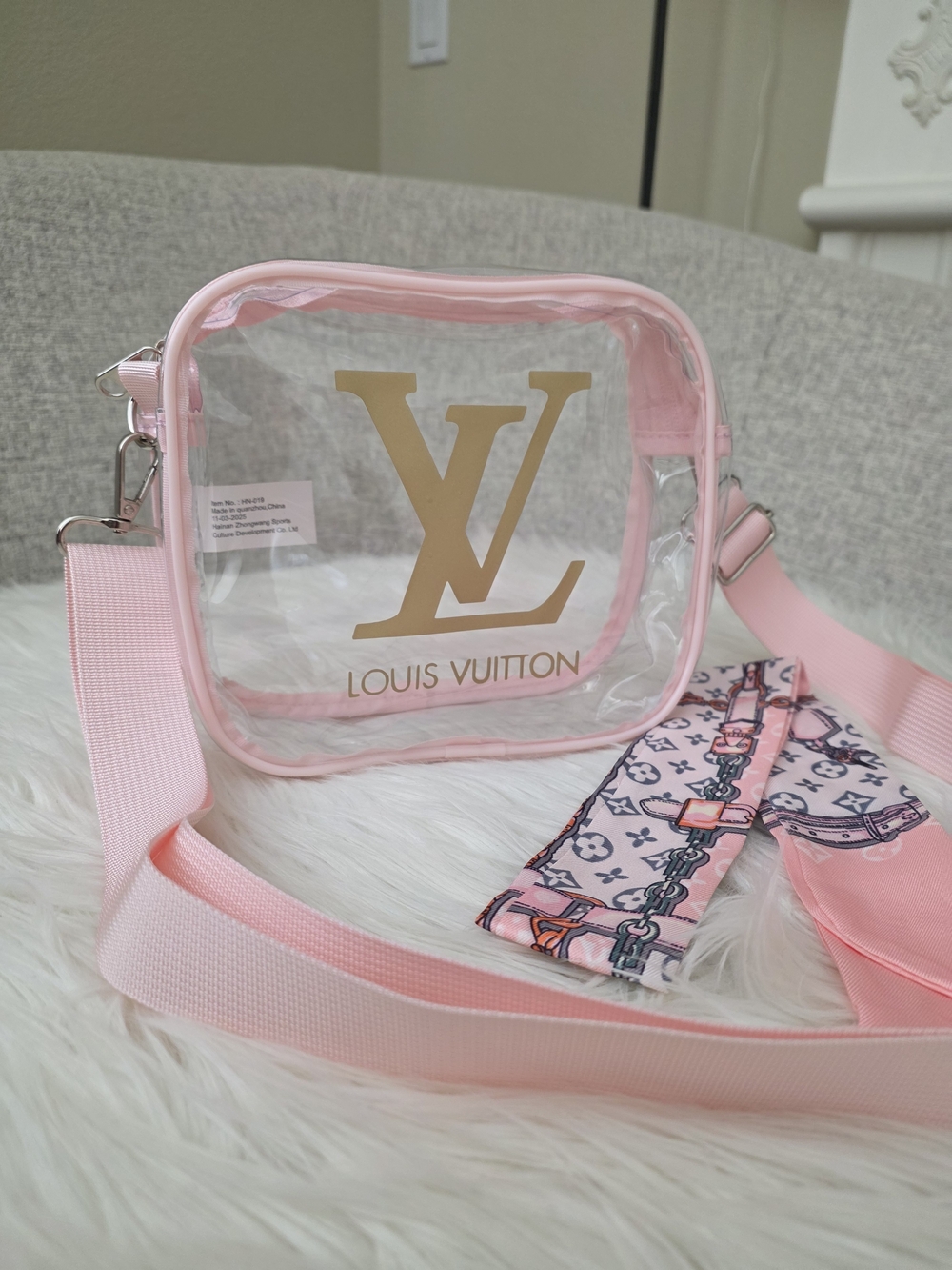 Pink Clear Crossbody Bag Stadium Bag Cosmetic Bag - Picture 2 of 9